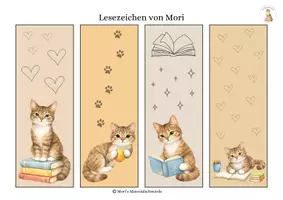 Vorschau - Mal- und Bastelvorlagen - Lesezeichen von Mori zum Ausmalen und fertig zum Ausdrucken - Seite 1
