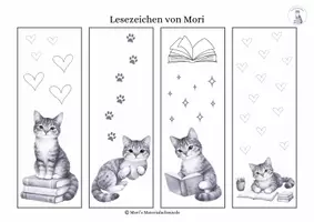 Vorschau - Mal- und Bastelvorlagen - Lesezeichen von Mori zum Ausmalen und fertig zum Ausdrucken - Seite 2