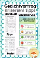 Vorschau - Arbeitsblätter - Gedichtvortrag - Kriterien, Tipps und Bewertungsraster - Deckblatt