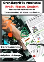Vorschau - Arbeitsblätter - Grundbegriffe der Mechanik: Kraft, Masse, Gewicht - Deckblatt