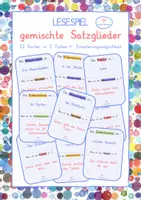Vorschau - Spiele - Satzglieder Lesespiel Subjekt Prädikat Dativ Akkusativ Zeit Ort - Deckblatt