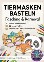 Vorschau - Mal- und Bastelvorlagen - Masken Tiermasken basteln zu Karneval Fasching oder Halloween - Deckblatt