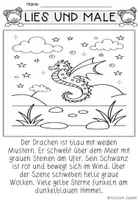 Vorschau - Arbeitsblätter - Der Drachen Lesemalblatt - Klasse 1/2 - Seite 2