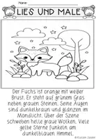 Vorschau - Arbeitsblätter - FREEBIE: Kostenloses Der Fuchs | Lese und Male - Seite 1
