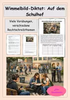 Vorschau - Stundenentwürfe - Wimmelbild-Diktat (Nachschrift): Auf dem Schulhof (Rechtschreibung: Großschreibung, Wörter mit äu, i/ie/ih) - Deckblatt