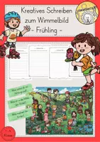 Vorschau - Arbeitsblätter - Wimmelbild beschreiben kreatives schreiben Bildbeschreibung Frühling - Deckblatt