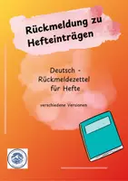 Vorschau - Lehrpläne/Lehrermaterial - Rückmeldung zu Hefteinträgen - Deutsch - Deckblatt