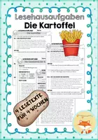 Vorschau - Arbeitsblätter - Lesehausaufgaben: Die Kartoffel - Deckblatt