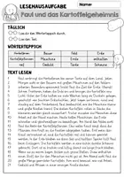 Vorschau - Arbeitsblätter - Lesehausaufgaben: Die Kartoffel - Seite 2
