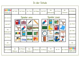 Vorschau - Spiele - DaZ / DaF / Deutsch Grundschule - Sprechen - Schule - Würfelspiel Bingo - Seite 1