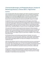 Vorschau - Klassenarbeiten - Chemische Bindungen und Molekülstrukturen | Klausur Chemie SEK II Analyse & Bewertung - Deckblatt