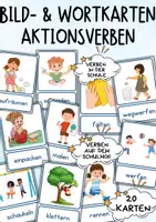 Vorschau - Poster - DaZ / DaF / Deutsch Grundschule - Wortschatz - Schule - Aktionsverben - Bild- und Wortkarten - Deckblatt