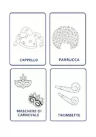 anteprima - Flashcard - 40 Flash cards da colorare di CARNEVALE - Pagina 3