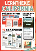 Vorschau - Stationenlernen - Lerntheke California - 10 Stationen inkl. Website | Englisch 8. Klasse - Deckblatt