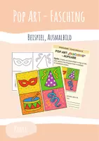 Vorschau - Arbeitsblätter - Pop Art - Fasching Ausmalbild, Kunst, Vertretungstunden - Deckblatt