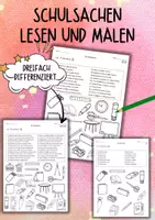 Vorschau - Arbeitsblätter - DaZ / DaF / Deutsch Grundschule - Lesen - Schule - Arbeitsblatt lesen und malen - Deckblatt