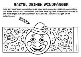 Vorschau - Arbeitsblätter - Bunte Clown Windfänger basteln - Kunst für Fasching & Karneval - Seite 1