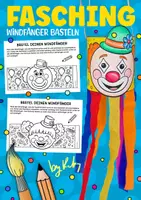 Vorschau - Arbeitsblätter - Bunte Clown Windfänger basteln - Kunst für Fasching & Karneval - Deckblatt