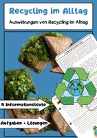Vorschau - Arbeitsblätter - Recycling im Alltag: Umweltschutz, Mülltrennung & Nachhaltigkeit - Deckblatt
