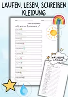 Vorschau - Arbeitsblätter - DaZ / DaF / Deutsch Grundschule - Lesen / Schreiben - Laufdiktat - Kleidung - Deckblatt