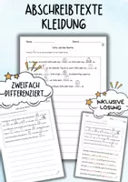 Vorschau - Arbeitsblätter - DaZ / DaF / Deutsch Grundschule - Schreiben - Kleidung - Abschreibtext - Deckblatt
