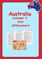 Vorschau - Arbeitsblätter - Reading trail / Lesespur 3-fach diff. + Karte : Australia - Deckblatt