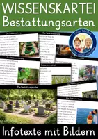 Vorschau - Fördermaterial/Inklusion - Die Bestattungsarten im Todesfall WISSENSKARTEI Klasse 3-6 (Tod Sterben Trauer Friedhof Beerdigung) - Deckblatt