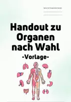 Vorschau - Arbeitsblätter - Handout Vorlage zu den Organen - Deckblatt