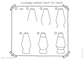 Vorschau - Arbeitsblätter - Lavalampen zeichnen lernen Schraffuren Zeichnen lernen Kunst Klasse 4 und 5 - Seite 3