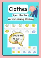 Vorschau - Poster - Speech bubbles Verkaufsdialog: Thema Kleidung / Clothes - Deckblatt