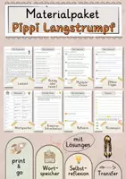 Vorschau - Arbeitsblätter - Pippi Langstrumpf Lesetext mit Fragen + Lösungen Leseverstehen Wortspeicher didaktische Reserve Lesen Leseverständnis - Deckblatt