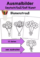Vorschau - Arbeitsblätter - Ausmalbilder Thema Blumensträuße - Grundschule - Bastelvorlagen - Deckblatt