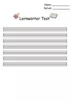 Vorschau - Arbeitsblätter - Lernwörter Test Vorlage - Deckblatt