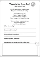 Vista previa - Hojas de trabajo - 🕊️ PEACE DAY - Reading Comprehension (1º–6º Primaria) - página 1
