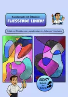 Vorschau - Stundenentwürfe - Fließende Linien mit Ölkreiden – kostenloses abstraktes Kunstprojekt (11 Seiten) - Deckblatt