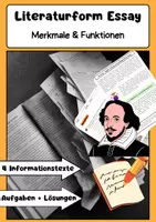 Vorschau - Arbeitsblätter - Literaturform Essay: Merkmale, Aufbau, Sprache & Argumentation - Deckblatt