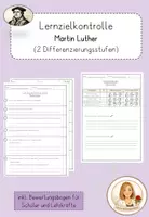 Vorschau - Arbeitsblätter - Lernzielkontrolle Martin Luther - Probe Religion - Deckblatt