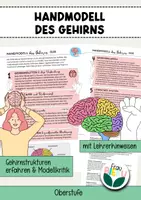 Vorschau - Arbeitsblätter - Modell Aufbau Gehirn Handmodell Gehirnstrukturen Neurobiologie - Deckblatt