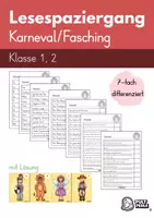 Vorschau - Arbeitsblätter - Lesespaziergang Karneval Fasching siebenfach differenziert Pultperle - Deckblatt