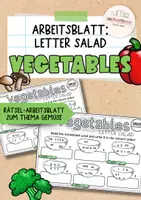 Vorschau - Arbeitsblätter - Vegetables | Letter Salad | Rätsel-Arbeitsblatt Englisch Klasse 5 – 6 | scrumbled words - Deckblatt