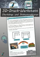 Vorschau - Arbeitsblätter - 3D-Druck-Werkstatt: Überhänge & Strützstrukturen (AB + Video) - Deckblatt