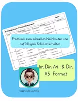 Vorschau - Lehrpläne/Lehrermaterial - Auffälligkeiten Störung Protokoll - Deckblatt