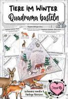 Vorschau - Arbeitsblätter - Tiere im Winter: Bastelvorlage für ein Quadrama - Überwinterungsstrategien - Deckblatt
