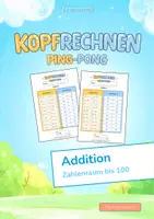 Vorschau - Arbeitsblätter - Mathematik Kopfrechnen Ping Pong Addition Zahlenraum bis 100 - Deckblatt
