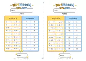 Vorschau - Arbeitsblätter - Mathematik Kopfrechnen Ping Pong Addition Zahlenraum bis 100 - Seite 2