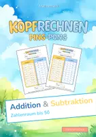 Vorschau - Arbeitsblätter - Mathematik Kopfrechnen Ping Pong Addition und Subtraktion Zahlenraum bis 50 - Deckblatt