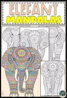 Vorschau - Mal- und Bastelvorlagen - Elefant mandalas Kunst Ausmalbilder (1.-4. Klasse) - Deckblatt