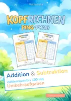 Vorschau - Arbeitsblätter - Kopfrechnen Ping Pong Addition/Subtraktion bis 100 mit Umkehraufgaben - Deckblatt