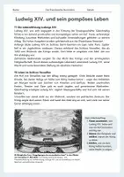 Vorschau - Arbeitsblätter - Ludwig XIV. und sein pompöses Leben / Das Schloss Versailles - Seite 1