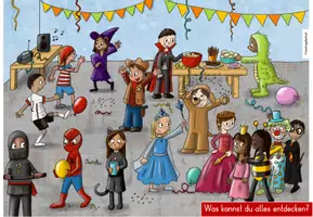 Vorschau - Stationenlernen - Fasching Karneval Wimmelbild | Schreibanlass Klasse 1-2 - Seite 1